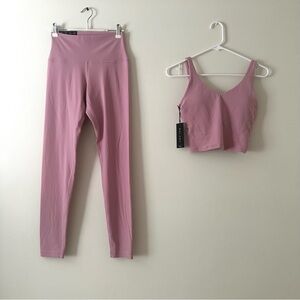 Aritzia Tart Pink Leggings and Crop Top Set